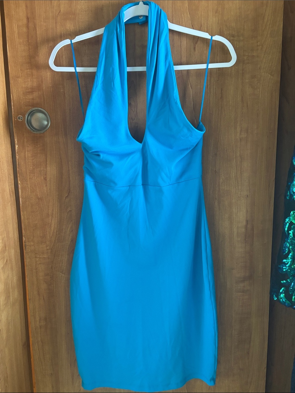 Susana Monaco Turquoise Halter Sheath Dress